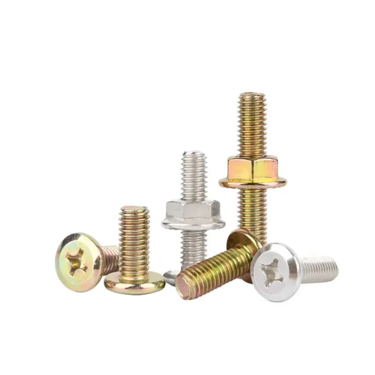 Nickel Plated Chamfered Large Flat Head Cross Screw And Nut Set/Flange Nut Color Zinc Diagonal Round Head Furniture Bolt m6m8