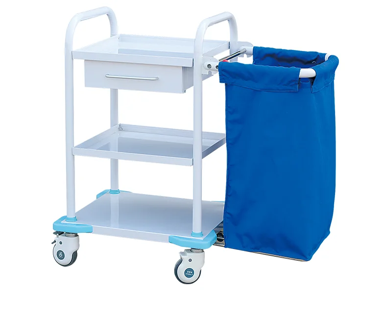 Drawer Steel Nursing Trolley Multifunctional Treatment Morning Care Trolley Hospital Medicine  Waste Collecting Trolley