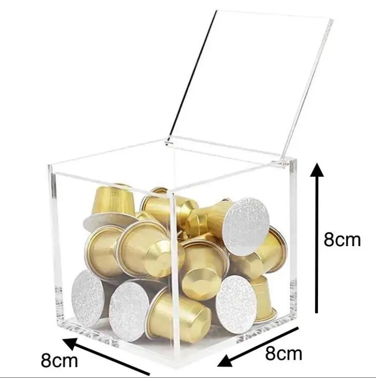 Clear Acrylic Box with Lid Container Gift Wrap Candy Tiny Jewelry Hard Plastic Square Cube Storage Party Decor 8cm 10cm 25pcs