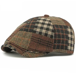 HT4441 Men Women Berets Vintage Plaid Artist Painter Beret Hat Male Female Retro Octagonal Flat Cap Autumn Winter Ivy Beret Cap