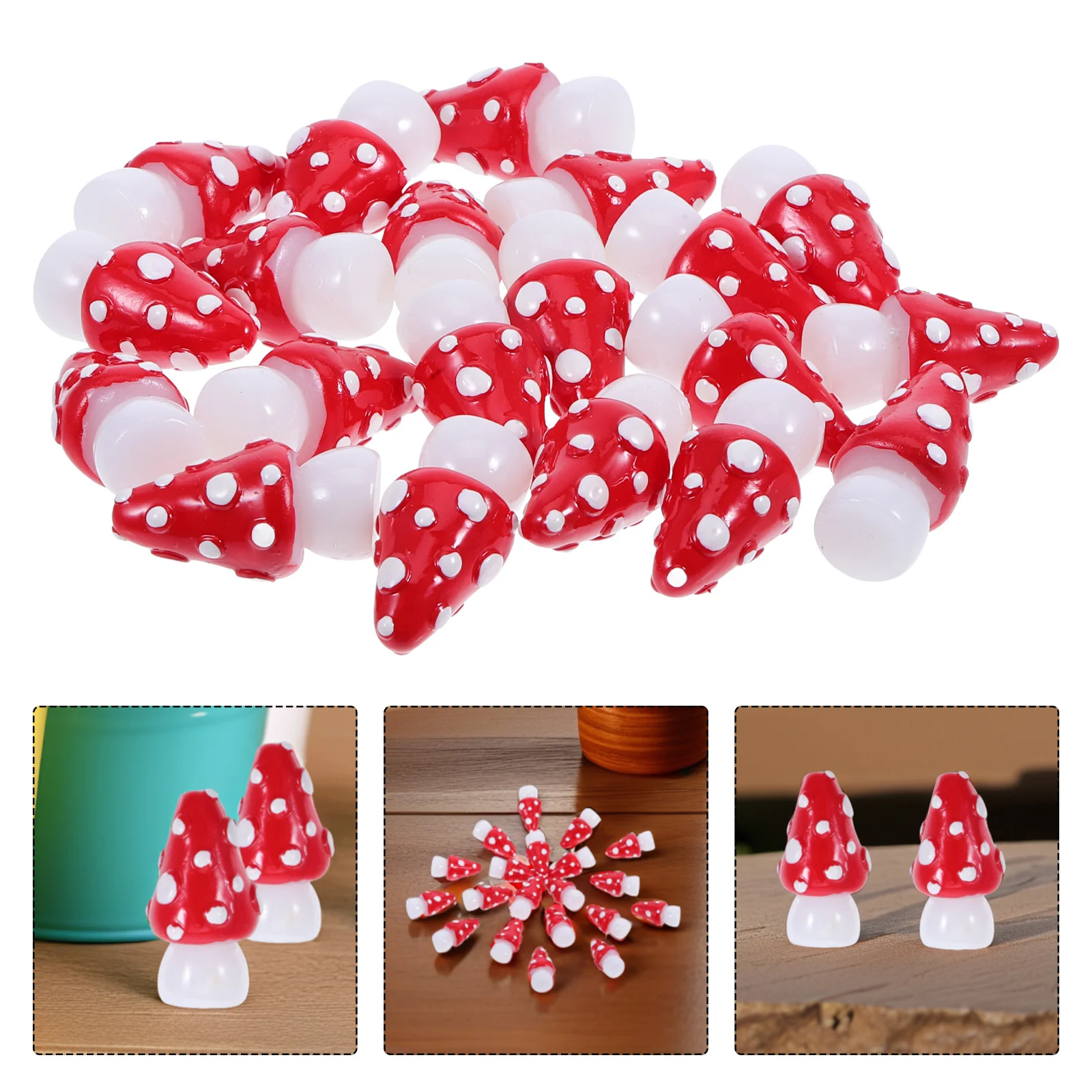 

20Pcs Miniature Glow in The Dark Resin Mushrooms Luminous 3D Fairy Garden Bonsai Moss Terrarium Decorations Resin Mini Mushroom