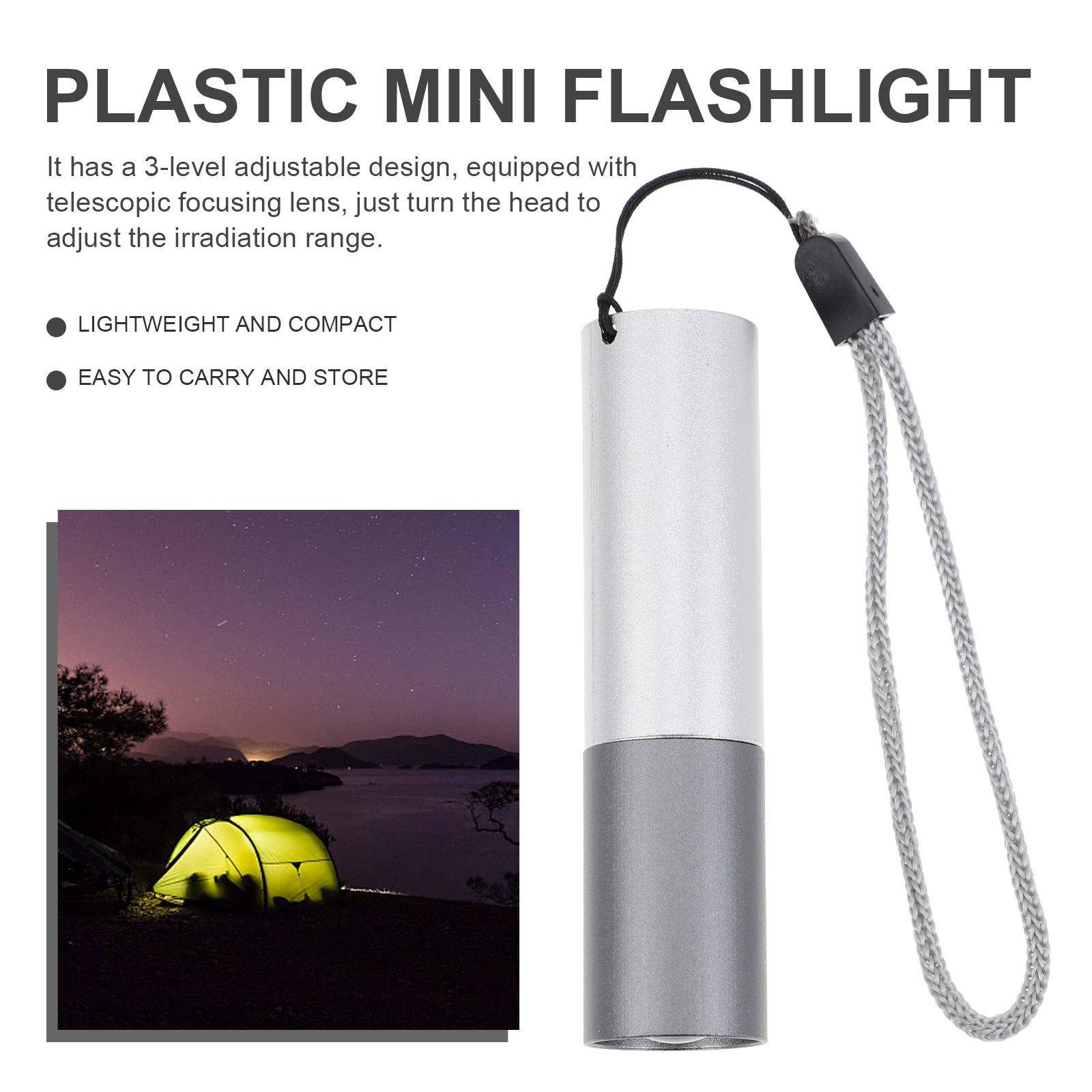 

1Set Mini Portable Flashlight 3-Level Brightness Flashlight with Telescopic Lens for Outdoor Travel Home Use Reliable Lighting