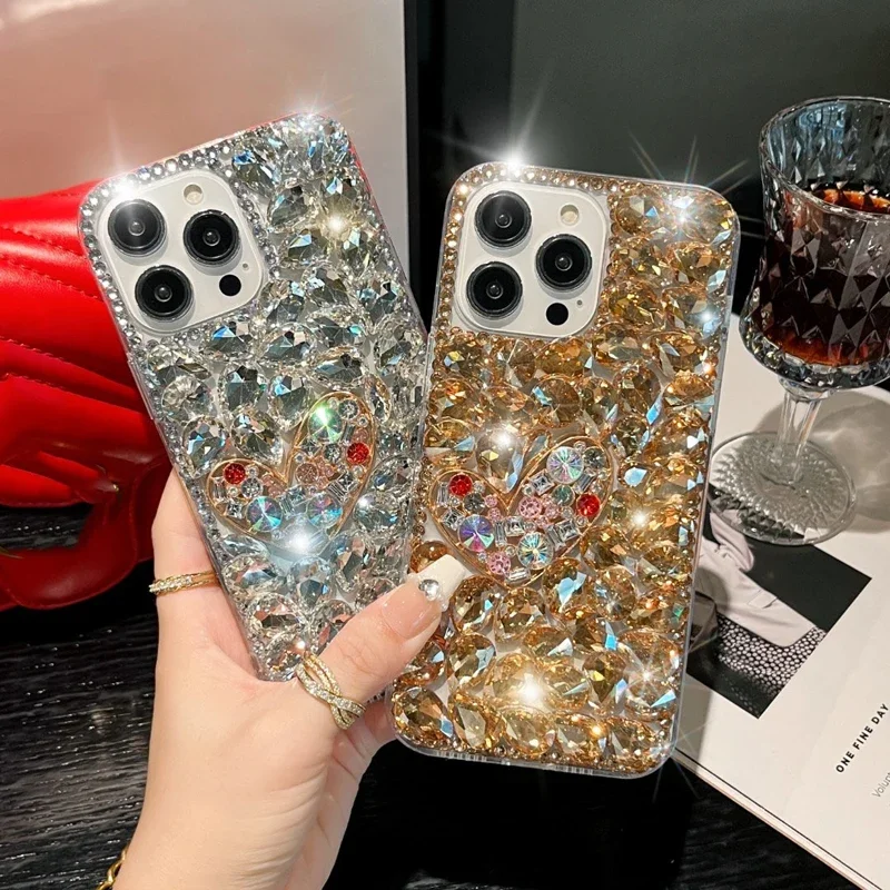 Crystal Glitter Diamond Pattern Phone Case, Case for iPhone 15, 14, 13, 12, 16 Pro Max, XR, 16PLUS