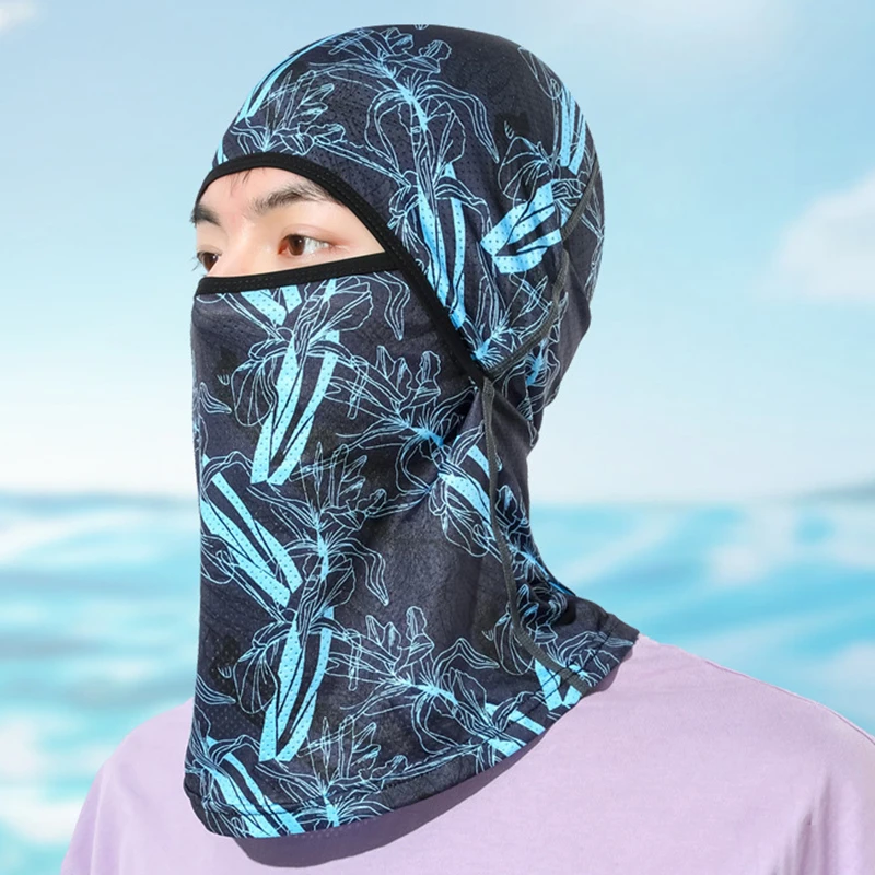 Summer Cool Balaclava Ice Silk Motorcycle Neck Cycling Helmet Full Face Hood Sun Anti-UV Protection Sports Face Cover Hat