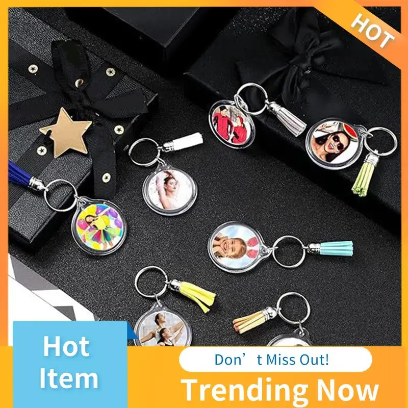 50 Sets Acrylic Photo Keychain With Tassels, DIY Custom Insert Photo Keyring Clear Blank Picture Keyring Easy Install