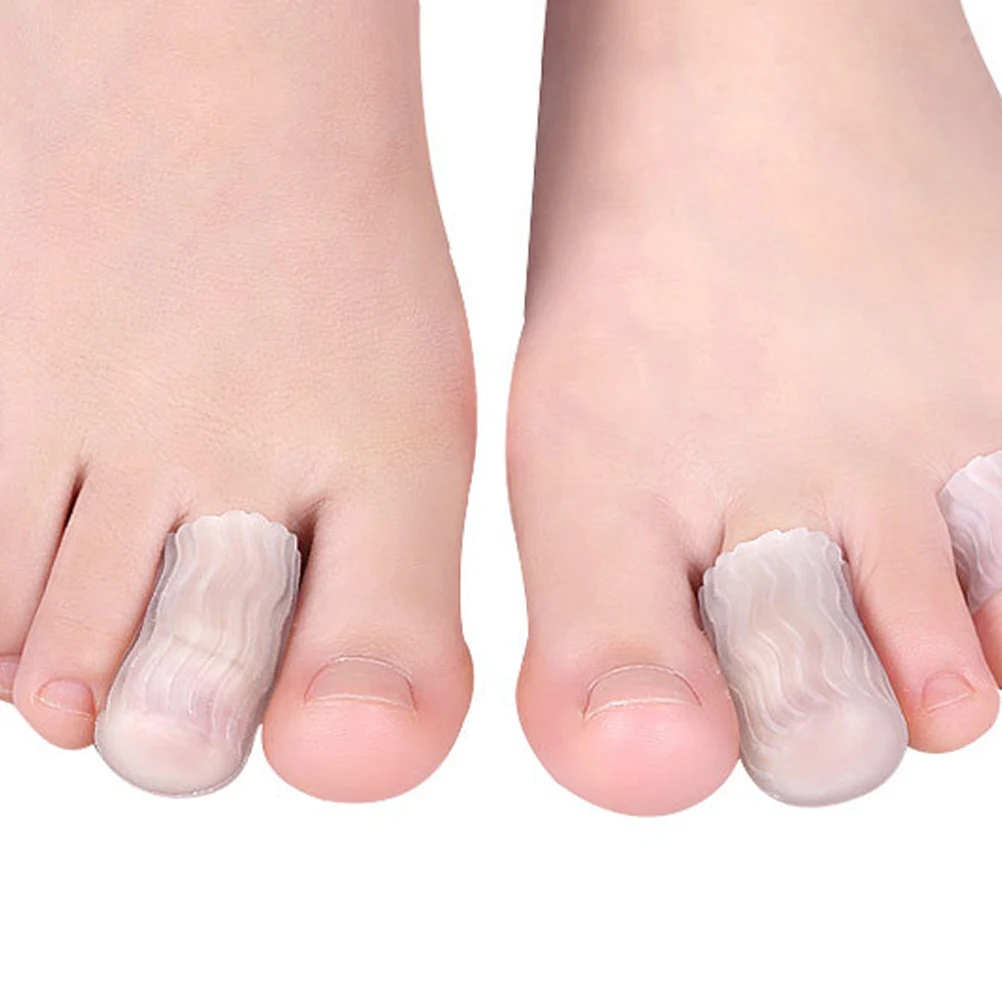 

4 Pairs Toe Sleeve Toe Cover Protector Orthopedic Toe Cover Overlapping Toe Separation Cover (White)