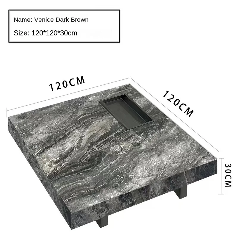 &c Italian Style Minimalist Modern Luxury Stainless Steel Coffee Table Venice Brown for Living Room High-End Square Household