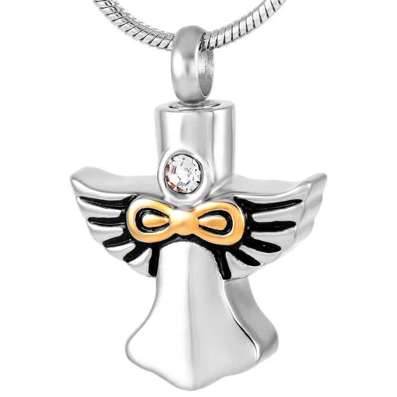 IJD9200 Angel wing cross, God bless me with simple style men's and women's jewelry, cremation jewelry pendant, stainless steel