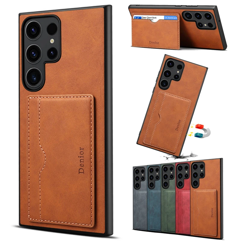 

Роскошный деловой кожаный чехол-кошелек EUCAGR для Samsung S24 S23 S22 S21 S20 Ultra Plus FE Note20 A05S Ретро противоударный чехол-накладка