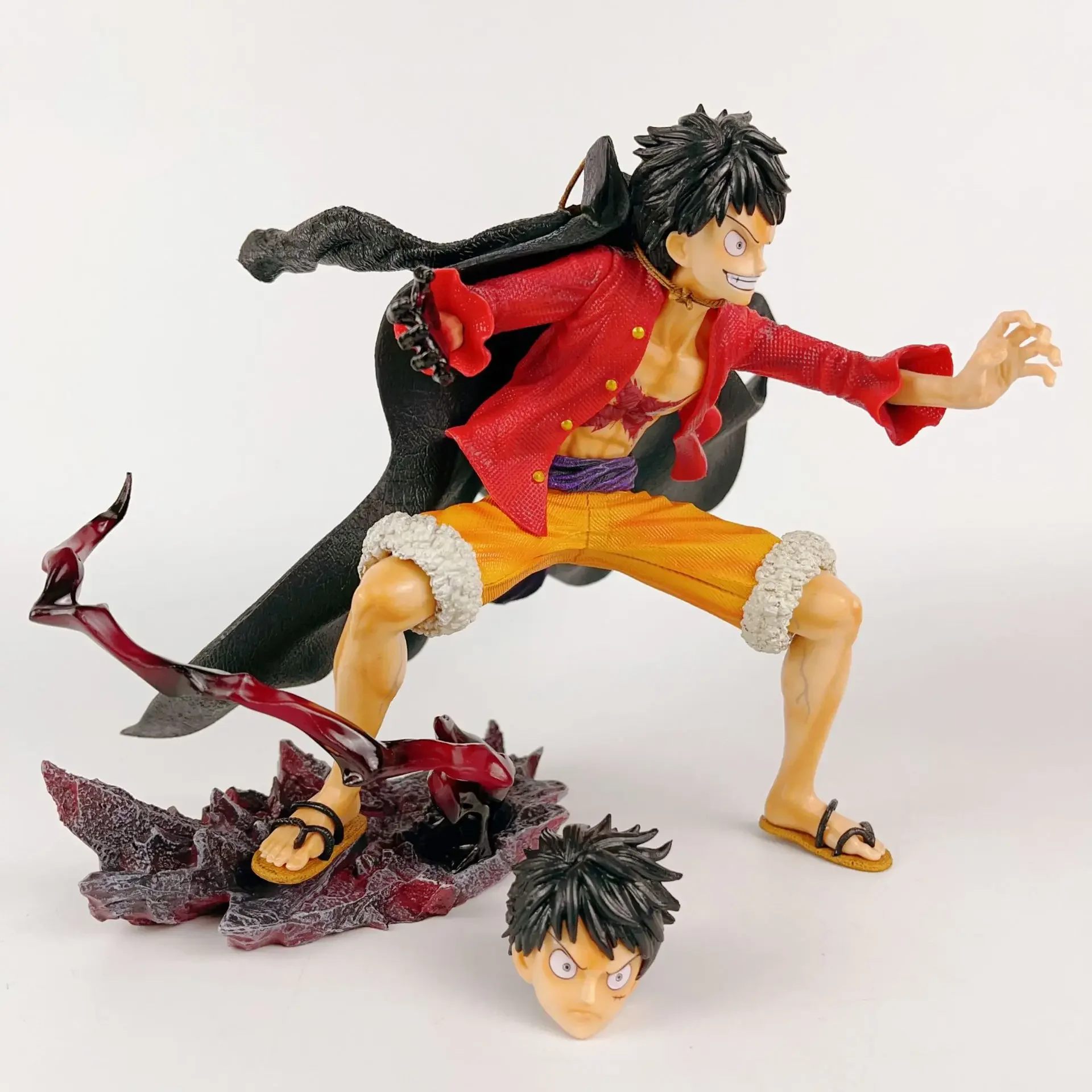 One Piece Monkey D. Luffy Replaceable Head Statue Anime Figure 18cm Pvc Action Figurine Collection Ornament Model Christmas Gift