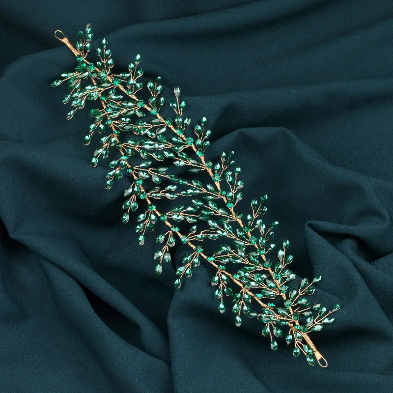 SLBRIDAL Handgefertigte Braut-Tiara mit Mehrfach-Kristallen, Strass und Perlen, Hochzeits-Kopfschmuck, Haaraccessoires für Frauen und Mädchen – Detail 9