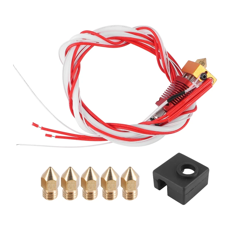 3D Printer Extruder Assembled Mk8 Hot End Kit For Ender 3 / Ender 3 Pro With Aluminum Heating Block, 1.75Mm, 0.4Mm Nozzle