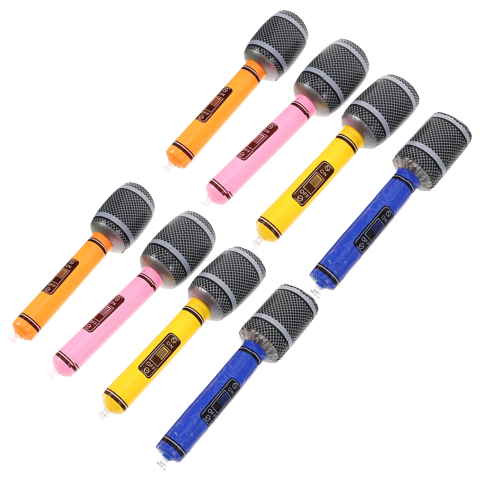 

8pcs Inflatable Microphone Props Kids Colorful Fake Funny Plastic Baby Toy Musical Instruments Party Supplies