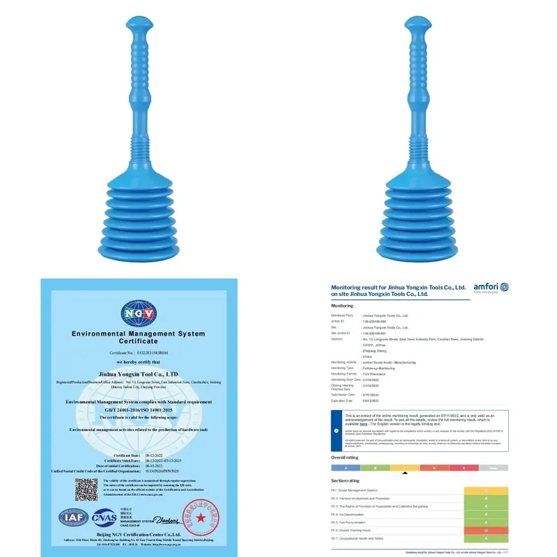 Toilet Plunger with Suction Cup for Clogged Drains Bathroom Sink Shower Floor Drain Cleaner Tool High Pressure Unblocker