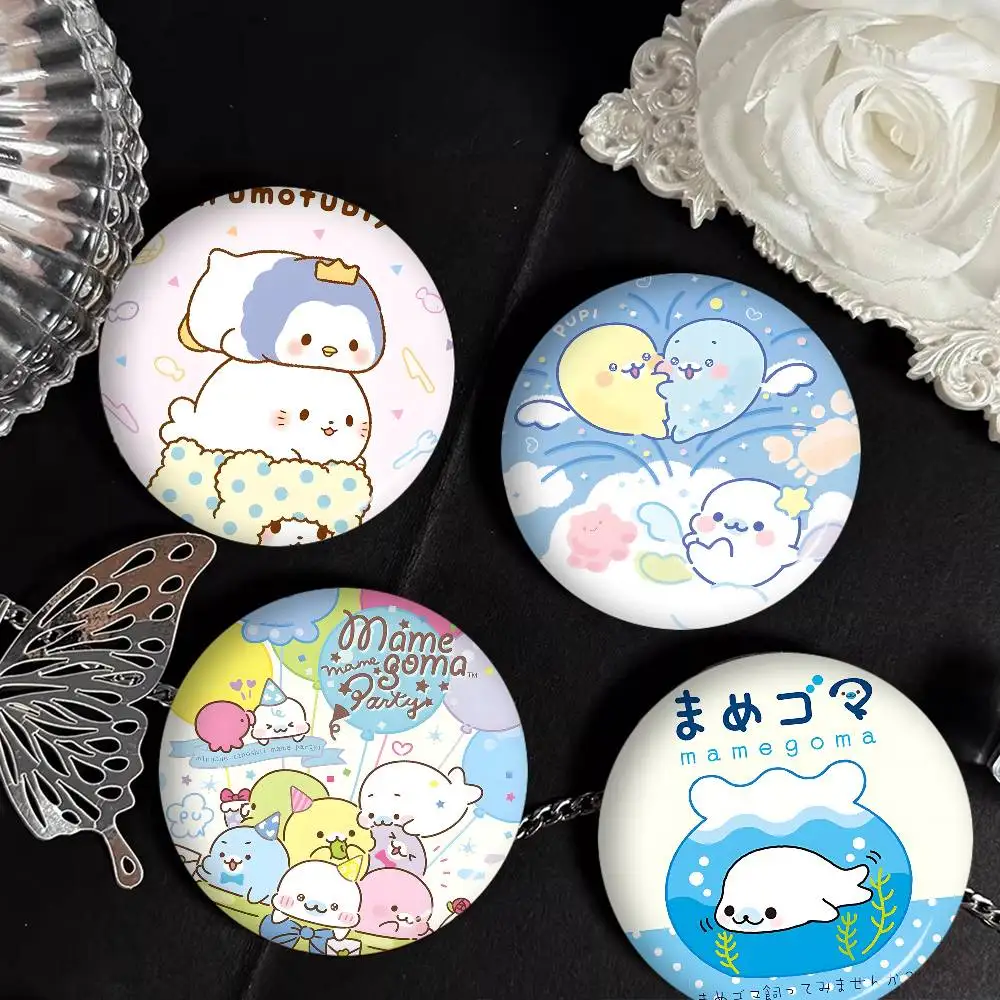 classic M-Mamegoma CUTE Kawaii Cartoon Soft Button Pin Bright Printed Icon Gift For Friends Badge Collar Brooch Lapel Pin Metal