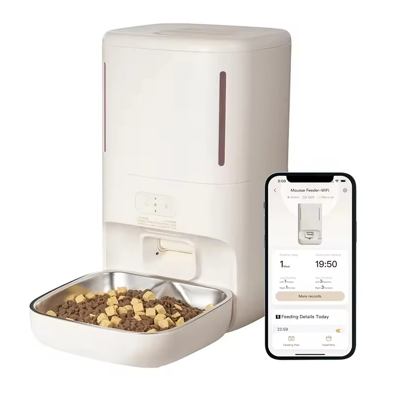 WiFi Smart Automatic Pet Feeder With HD Night Vision , Timed Portion Control Remote Feeding Food Dispenser For Cats Dogs
