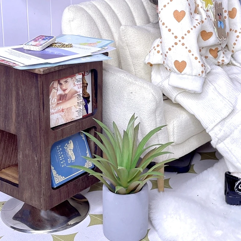 1:6 Dollhouse Miniature Potted Plant Green Leafed Plant Pot Bonsai Home Garden Decor Toy Doll House Accessories