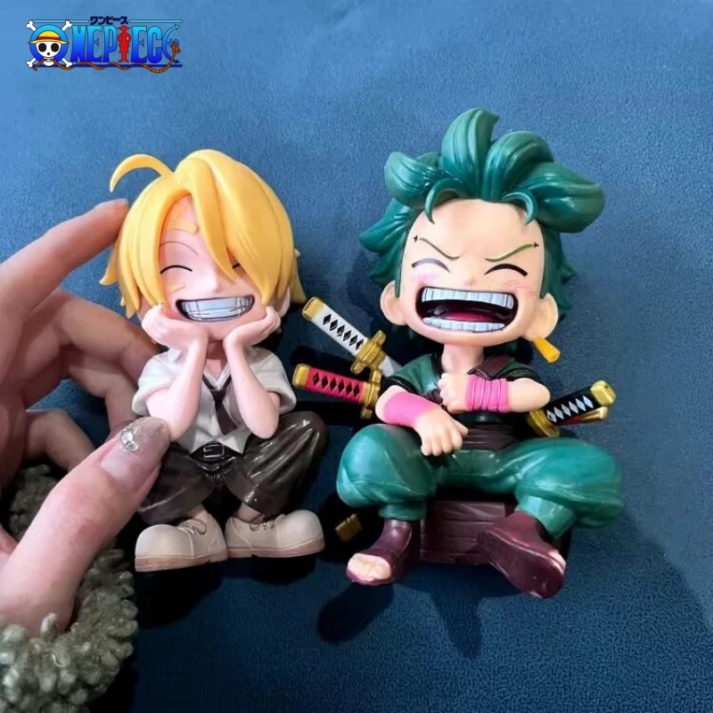 12cm One Piece Anime Figure Luffy Sanji Roronoa Zoro Q-version Action Figures Monkey D Luffy Pvc Model Stream Decor Gift Toys