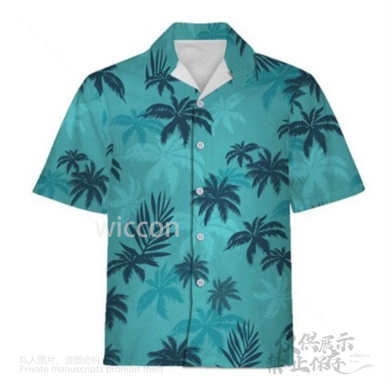 게임 여름 패션 휴가 컬러 인쇄 옷깃 짧은 소매 얇은 하와이 꽃 셔츠 바지 남성 여성 할로윈 카니발
