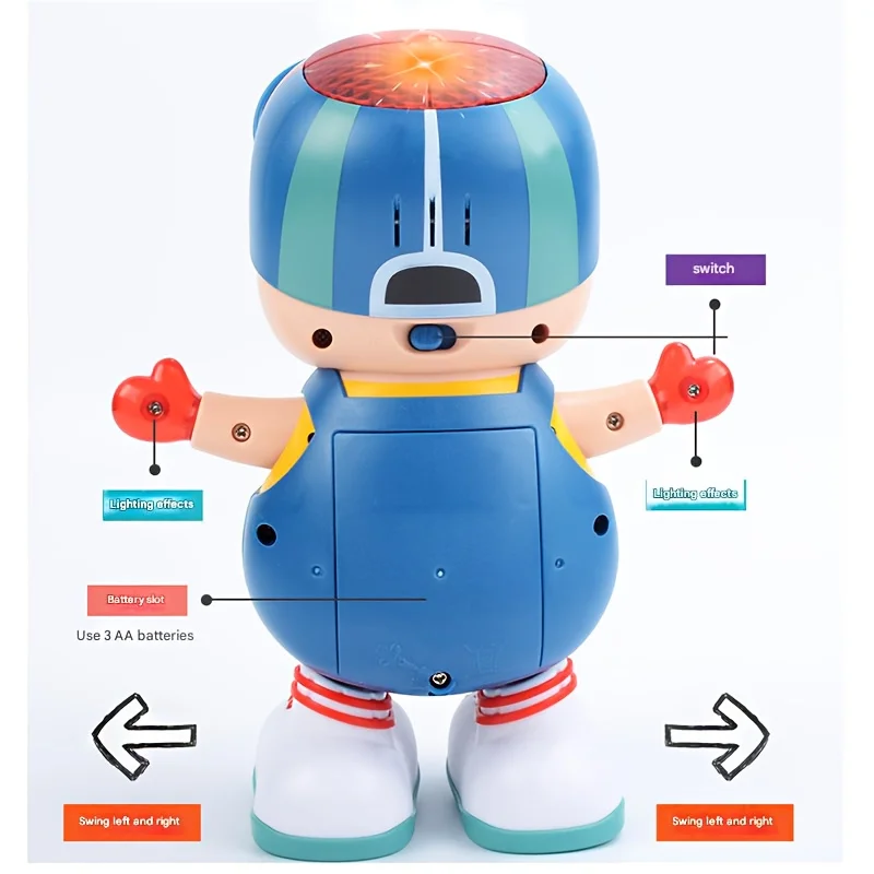 Giocattoli per bambini, giocattoli per bambini, giocattolo per ragazzi con testa grande danzante, musica leggera elettrica, giocattolo per cartoni animati per ragazzi con altalena danzante carina, idea regalo per bambini