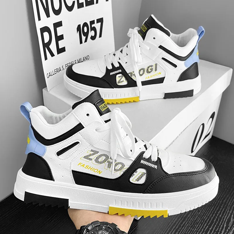 

Men's Skate Board Shoes High Top Students Leisure Sports Shoes Breathable Non-slip Shoes Fashion High Top Sneakers for Men Men