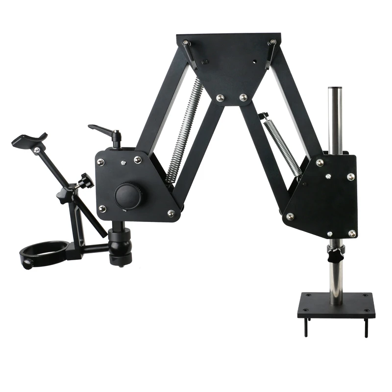 Microscópio Ajustável Titular Cabeça Braço Primavera Trinocular Suporte Binocular Detecção de Jóias Estéreo Microscopio Stand 76 mm