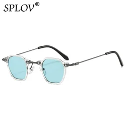 New Square Retro Steam Punk Sunglasses Men Women Round Shades Gradient Glasses Clear Lens Vintage Driving Eyewear Ocean Color