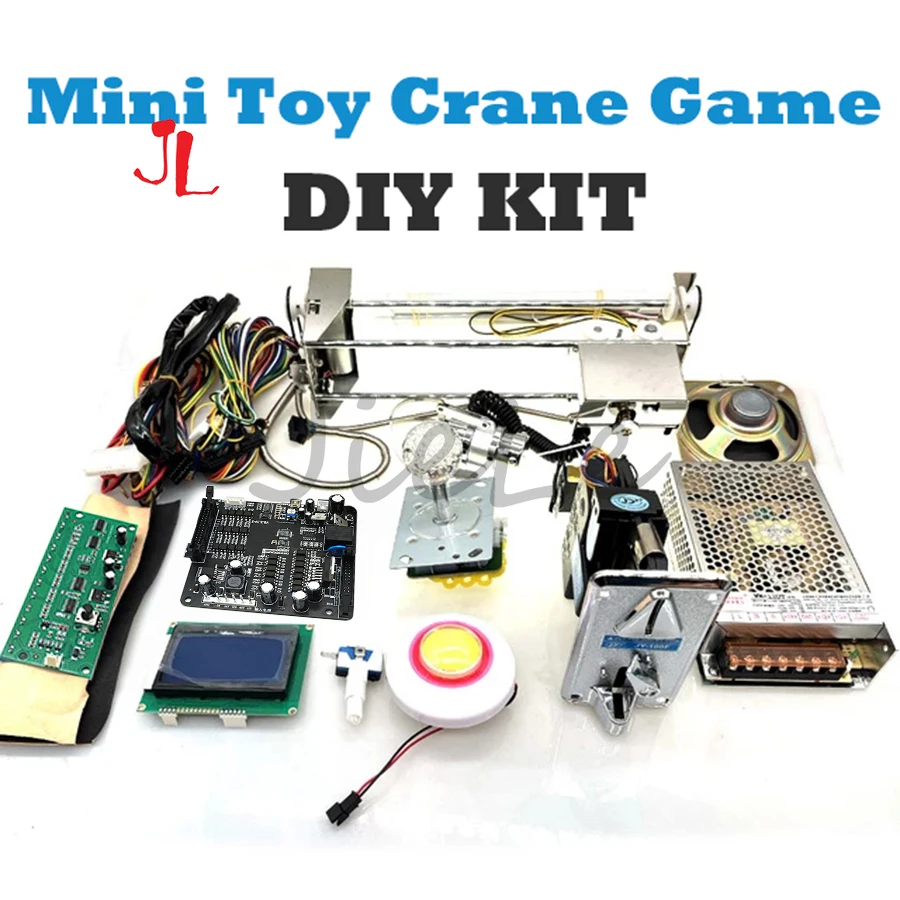 30cm Gantry Toys Crane, Vening Machine DIY Kit With Game Board Mini Claw 24v Power LED Joystick Buttons Sensor Coin Acceptor