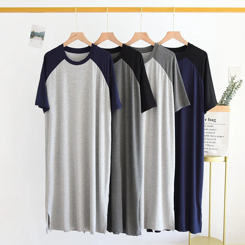 Pajamas Men's Long Tees Summer Modal Men's T-shirts Pajamas Integrated Ice Silk Short Sleeve Pajamas Large Size Thin Loungewear