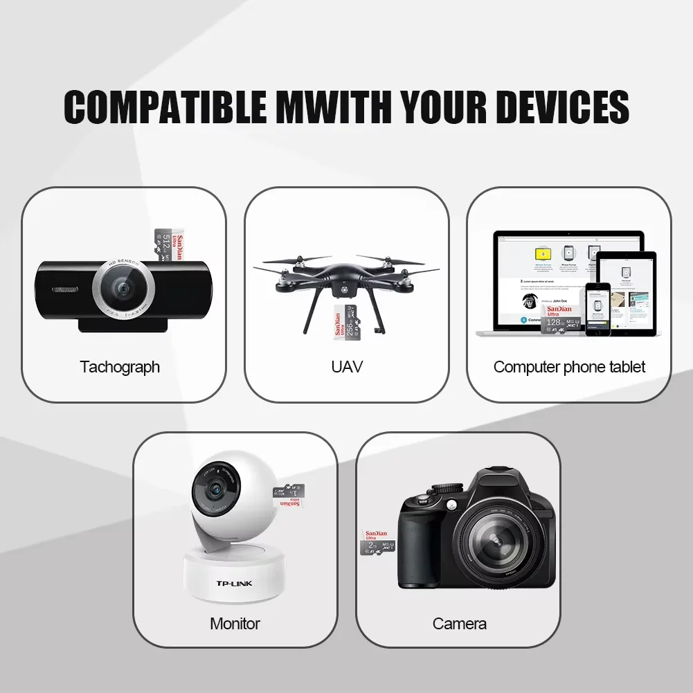Micro SD Card 1TB 256GB 512GB SD Card 64GB 128GB High Speed Up To 100MBs Memory Card 32GB for Action Camera Dash Cam GoPro - view 6