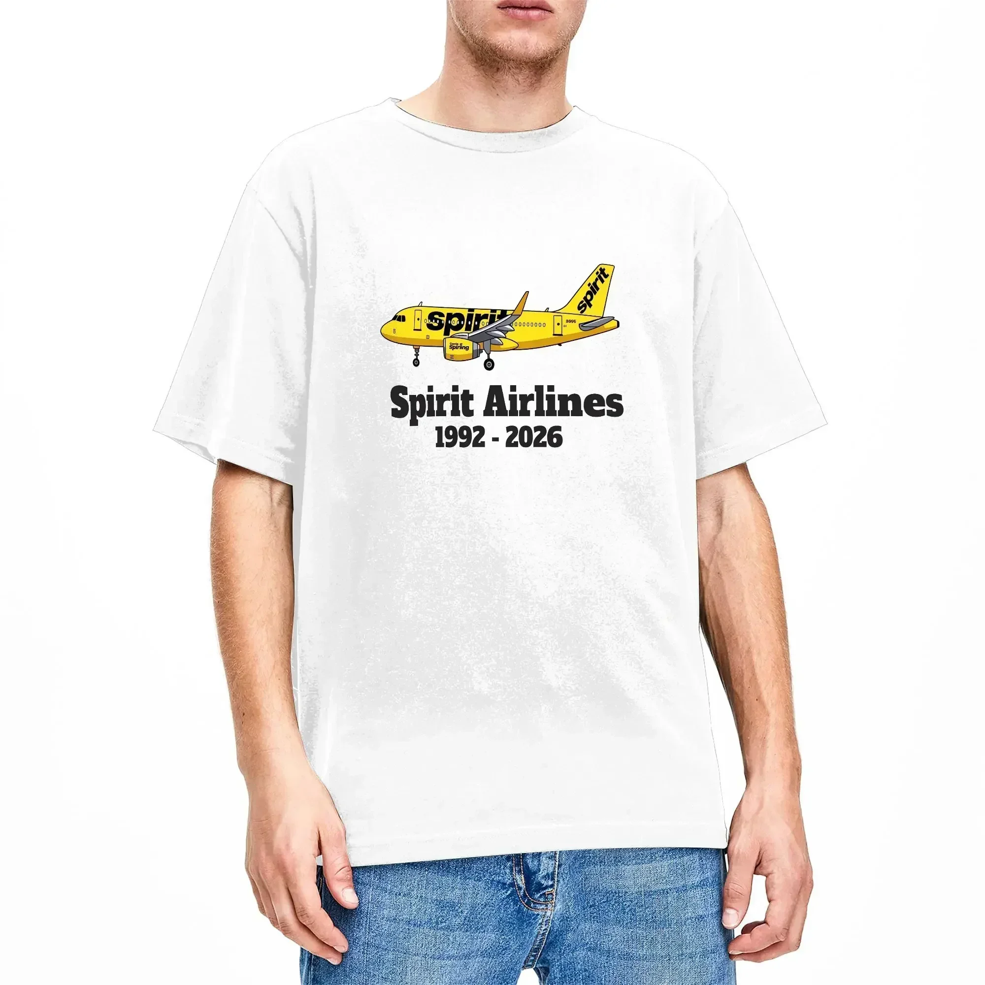 Men's T-Shirts Forever Spirit Airlines 1983 to 2026 Vintage Cotton Tees Short Sleeve  T Shirt Crew Neck Tops Gift Idea