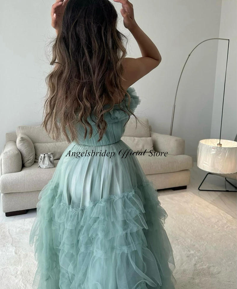 Personalizado a linha em camadas tule vestidos de noite arábia saudita vestidos de fiesta elegantes para mujer 2023 dubai vestidos de festa