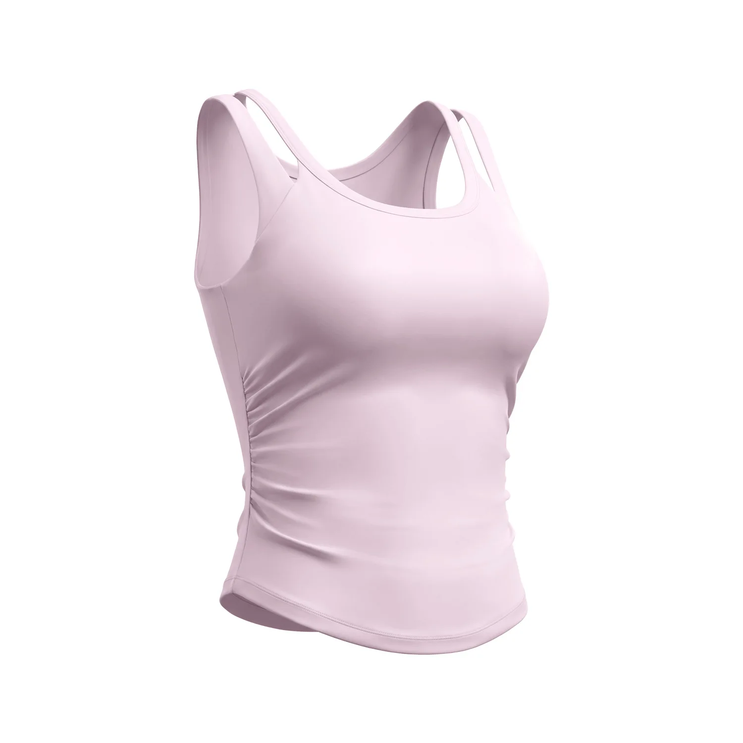 Women Solid Color Sports Vest With Fixed Chest Pad, Double Webbing Splice High Elastic Tight Yoga Tank Top Gym Workout Fitness
