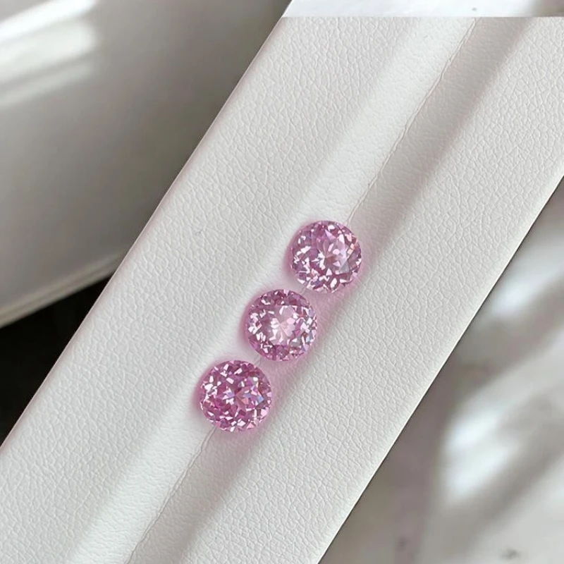 Rund Geschliffener VVS1 Labor-Gezüchteter Saphir Sakura-Rosa Synthetischer Edelstein – Detail 4