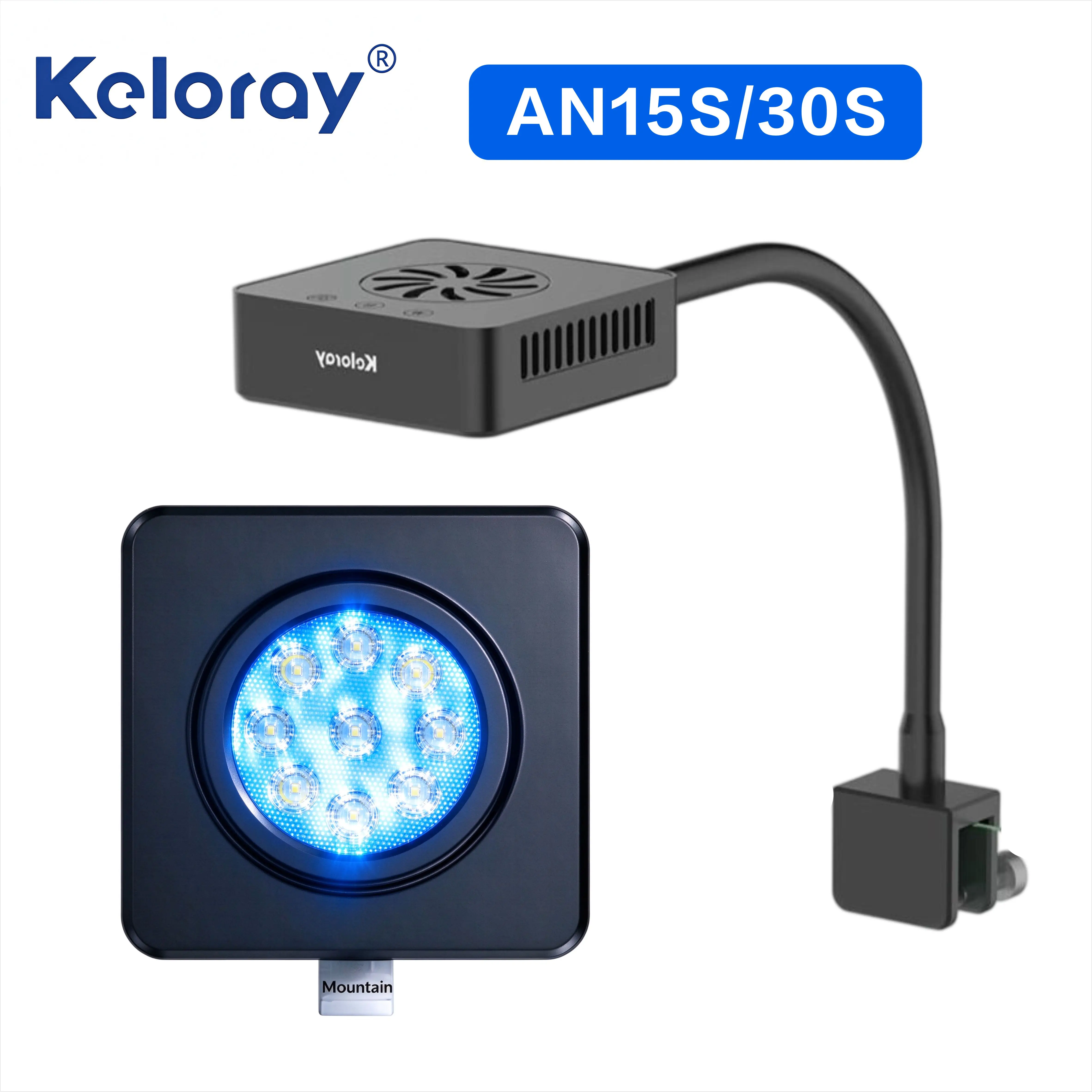 Keloray AN15S/AN30S Full Spectrum Saltwater Coral LED Light, Touch Control Sunrise Sunset Dimming for Marine Coral Reef Tank