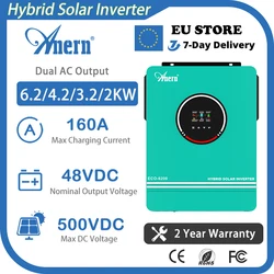 Anern 6200W 4200W 24/48V 120A 80A MPPT Solar Charge Pure Sine Wave LCD Display 3200W 2000W Hybrid Inverter Max PV Input 6500W