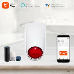 Tuya PIR Motion Sensor Audible and Visual Alarm Wifi Siren Remote Control Human Body Induction Voice Built-in Rechargeable