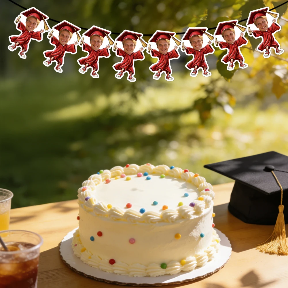 8pcs  Custom graduate Photo Banner Personalized Face Photo Bunting Banner for graduate Party Favor graduate Banner