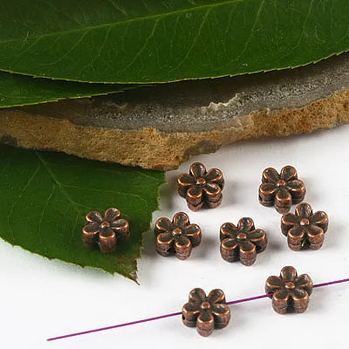 50pcs 7.3mm Dull Copper-tone 2sided Plum Flower Spacer Beads H2367 Beads for Jewelry Making