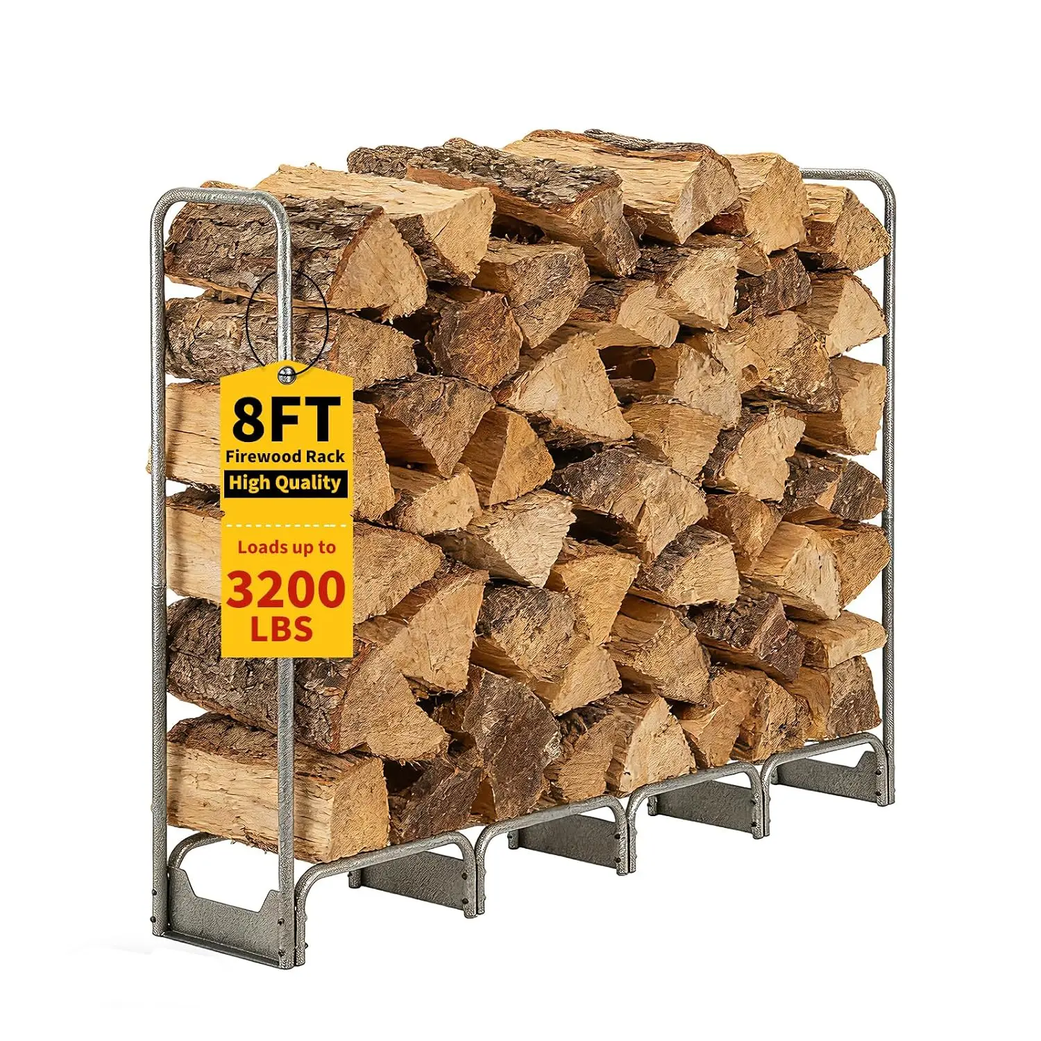 8FT Steel Firewood Rack with 600D Waterproof Oxford Cover - Heavy Duty Indoor/Outdoor Log Storage Organizer for, Customized