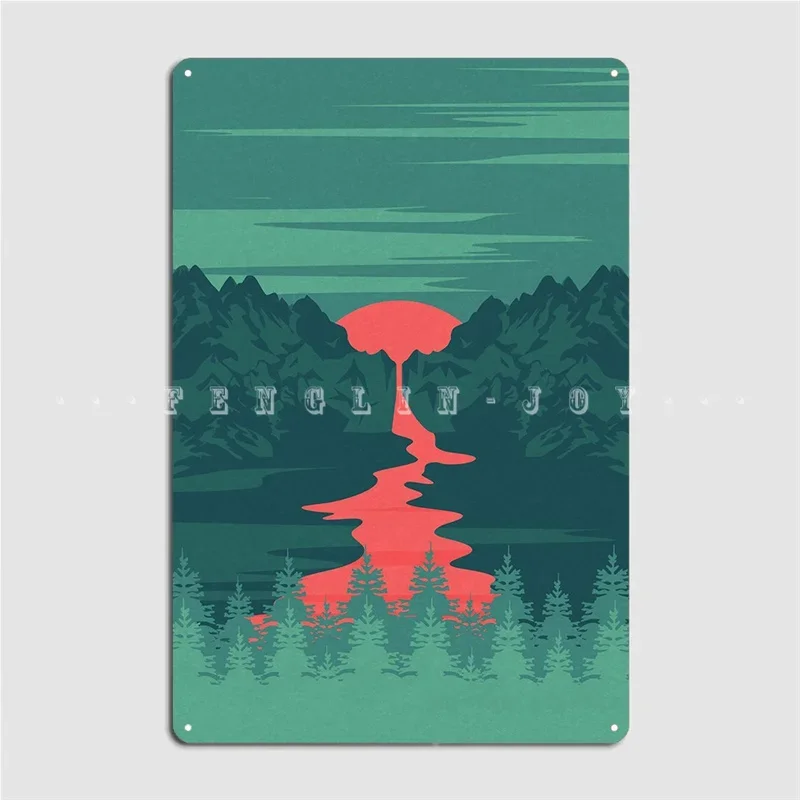 Red River Landscape Metal Plaque Poster Cinema Kitchen Garage Club Retro Mural Painting Tin Sign Poster