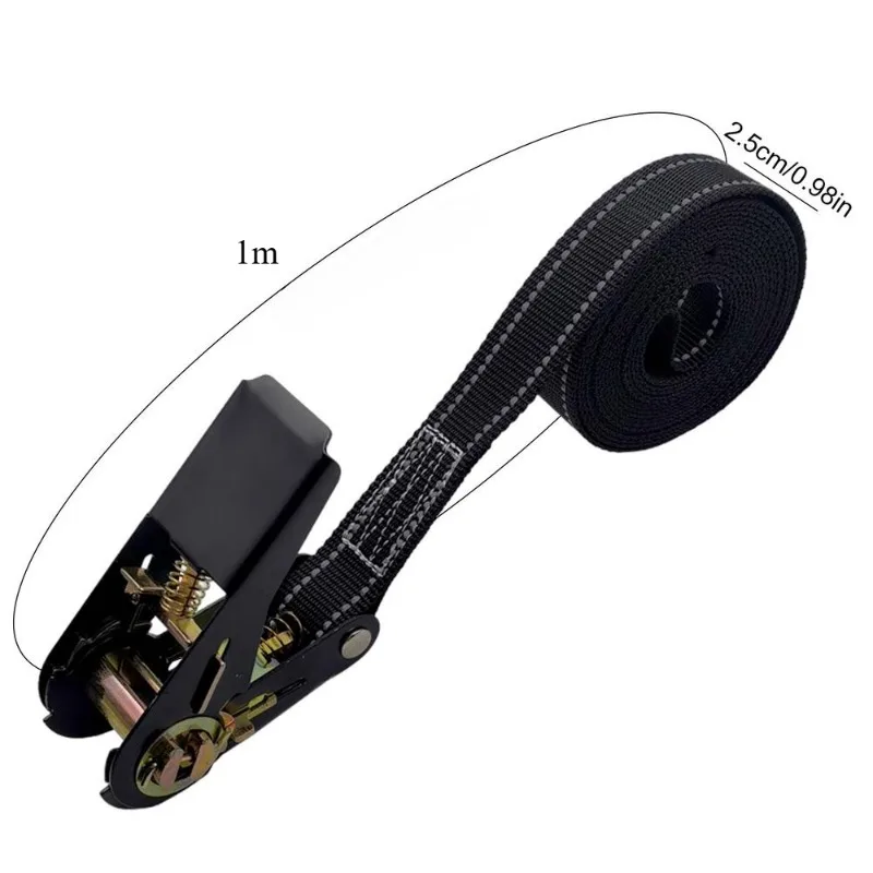 Car Ratchet Straps 800kg Tension Rope Cam Buckle Straps with Reflective At Night Easily Secure Cargo Practical Luggage Tie Downs