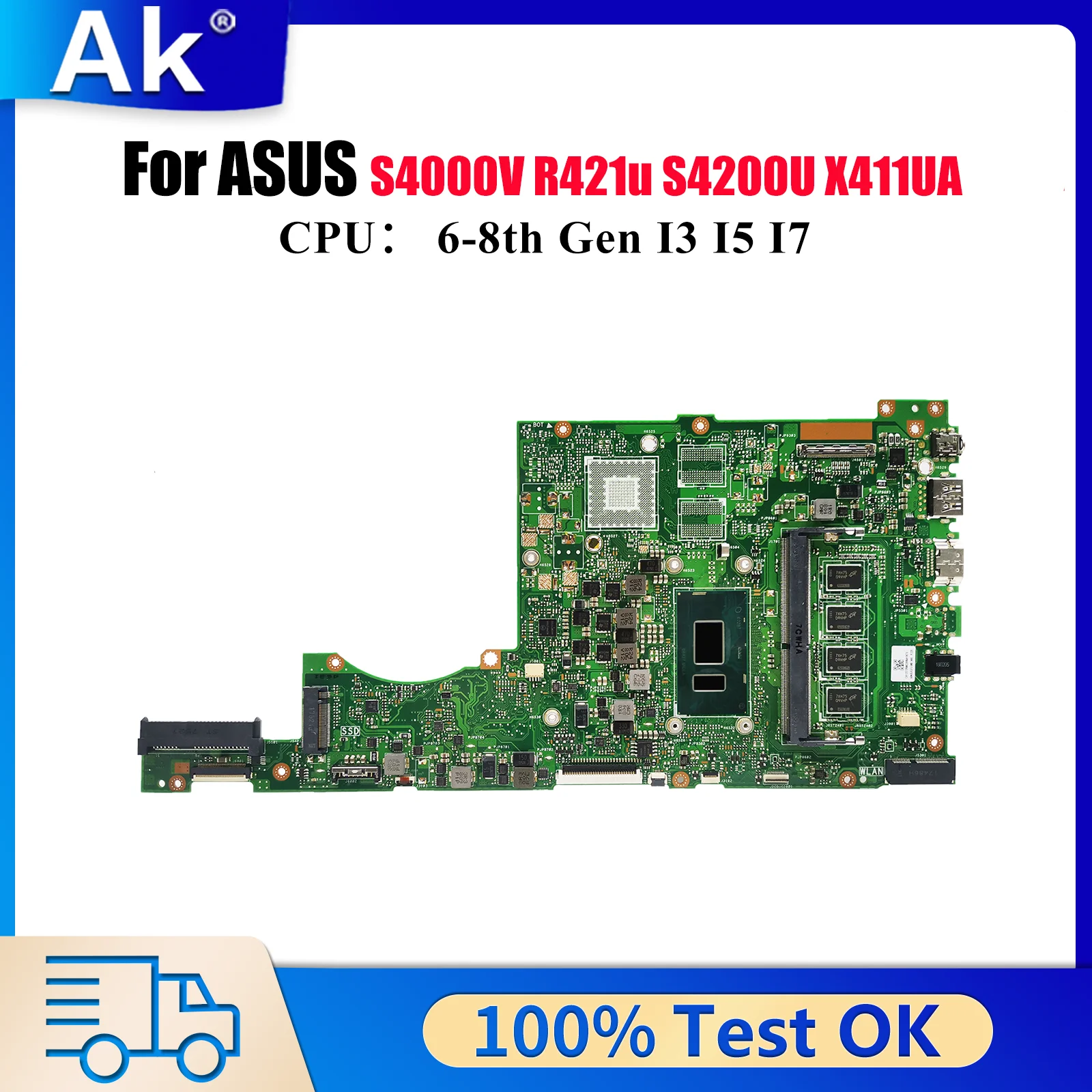 

X411UA Материнская плата для ноутбука ASUS S4000V X411UA X411UQ X411U r421u S4200U X411UV X411UNV X411UN X411UF Материнская плата I3 I5 I7 CPU