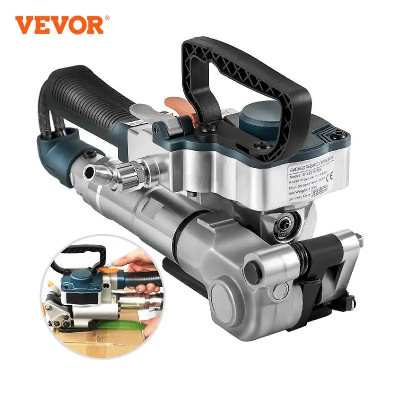 

VEVOR B25 Pneumatic Strapping Tool Handheld Strapping Machine with 3500N Max Tension for 0.75-0.98 inch PP/PET Belt Packaging