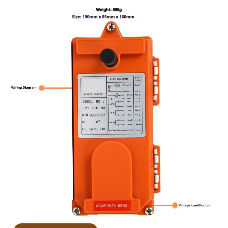 Gru con interruttore wireless industriale F21-E1B, paranco per gru a soffitto, chiave per verricello, telecomando per gru