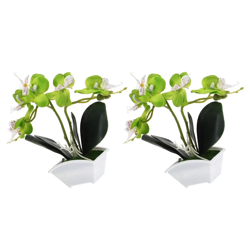 

2Pcs Artificial Potted Flower High Realism Silk Plastic Materials Versatile Home Decor Wedding Photography Props
