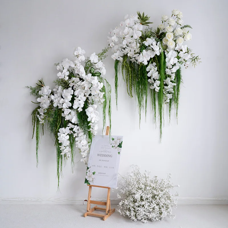 White wedding wall decoration floral set KT board photography background event ceremony arrangement fake flower simulated flower