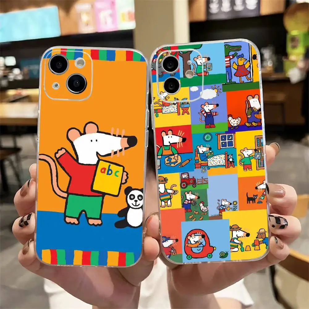 Funda para Teléfono M-Maisy Mouse R-Rat para iPhone 17, 16, 15, 14, 13, 12, 11 Plus, Pro Max, Cubierta Transparente Suave