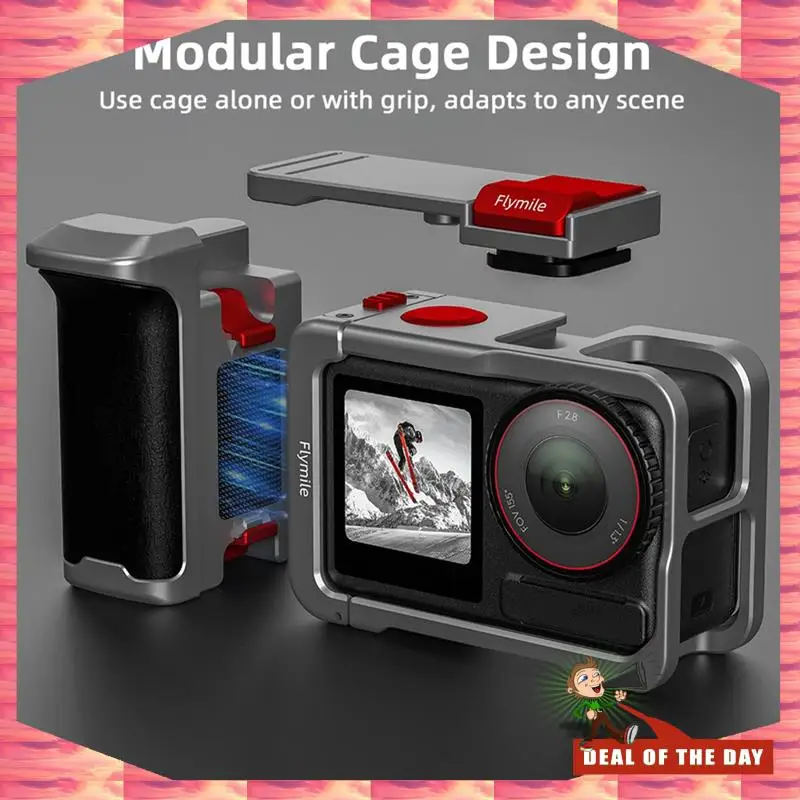 24-Hour Delivery Flymile Metal Camera Grip Frame Case Kit For ACTION 4/3/5PRO Vlog Grip Mount Street Photo