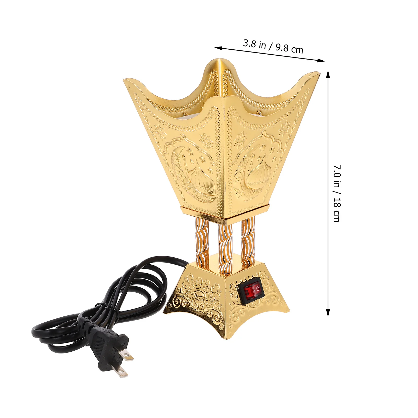 Estufa de incienso eléctrica de hierro, quemador de Aroma de escritorio de estilo árabe, decoración del hogar, centro de mesa, incensario decorativo, enchufe estadounidense